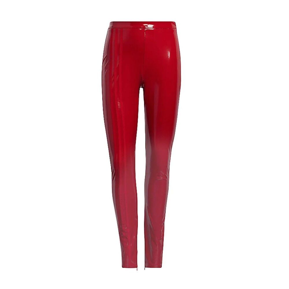 ✅adidas IVY PARK Faux Latex Straight-Leg Pants Triple Red By Beyonce Size XS